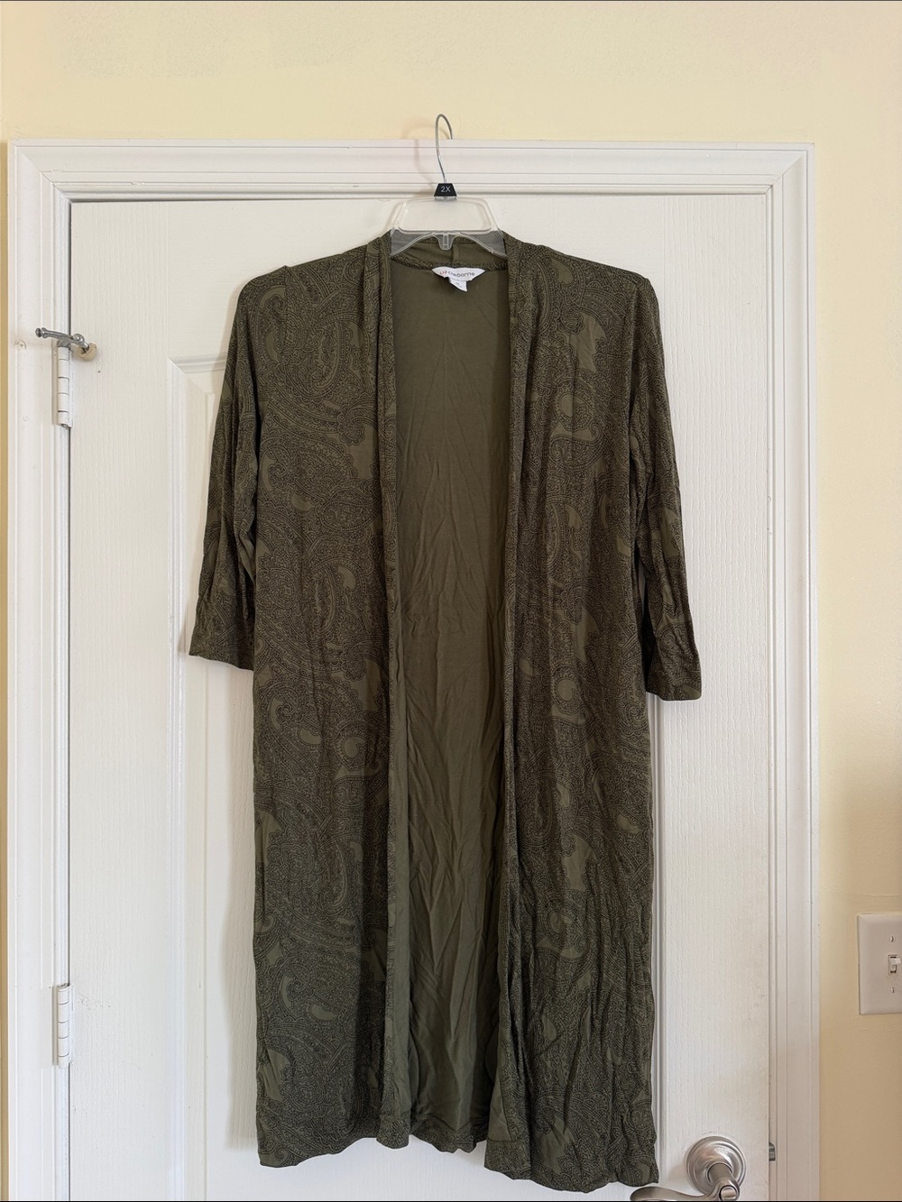 Liz Claiborne Olive Open Front Lightweight Cardigan